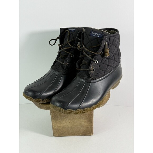 Sperry Boots Womens 10 M Saltwater Quilted Duck Ankle STS94063 Black Waterproof - Picture 1 of 16